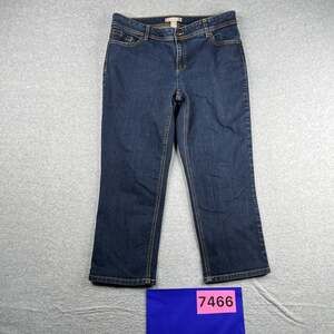 Chicos Crop Denim Jeans Womens Size 2 US Size Large 12 Dark Wash